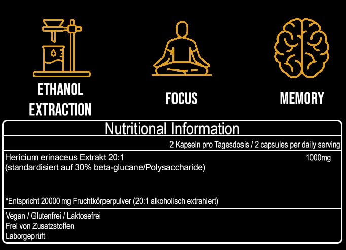 Lion’s Mane Ethanol-Extrakt 20:1 für Fokus & Konzentration