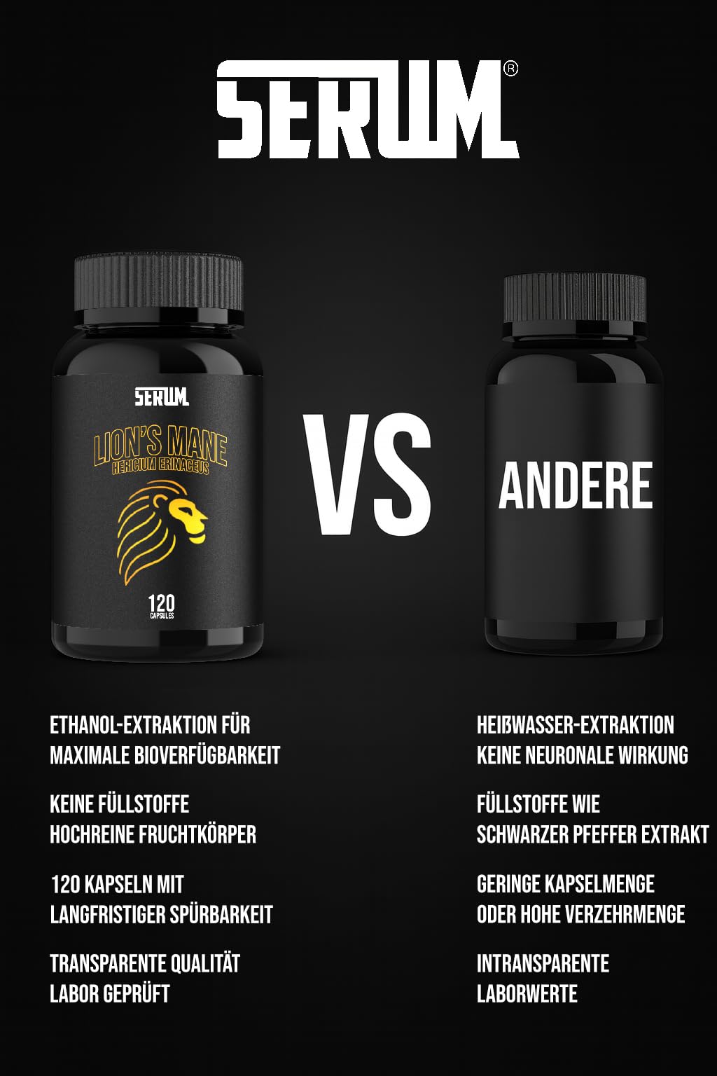 Lion’s Mane Ethanol-Extrakt 20:1 für Fokus & Konzentration